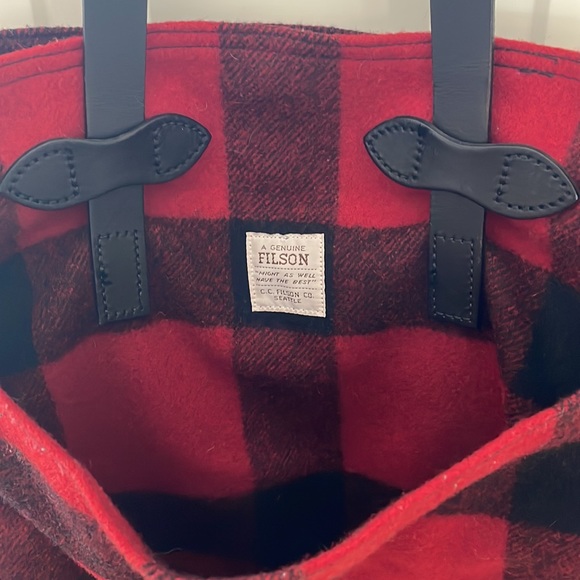 Filson Bags Filson Tote With Black Leather Straps Pockets Each Side